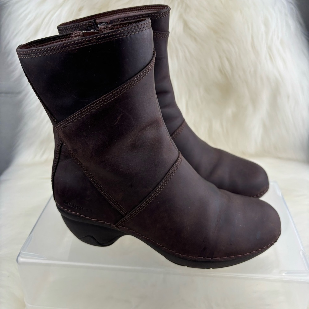 MERRELL EMMA BRUNETTE BROWN LOW CALF LEATHER BOOTS SIZE 5 WOMAN - Picture 5 of 10
